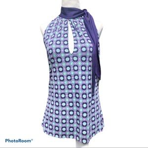 Tory Burch Tie Neck Silk Jersey Sleeveless Blouse